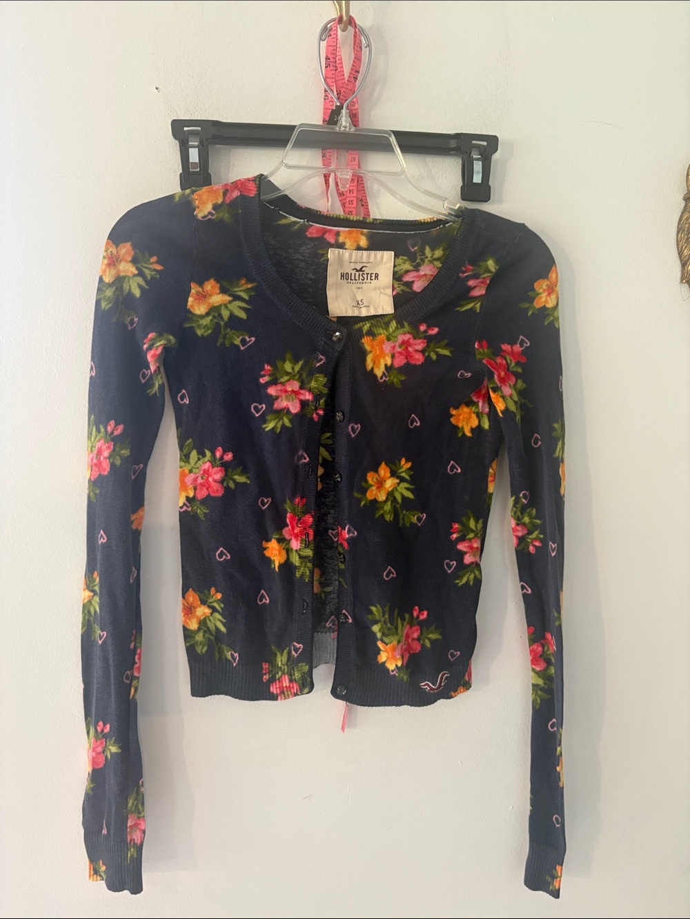 Vintage Hollister Cropped Floral Heart Cardigan